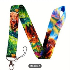 Super Colourful Highland Cow Lanyard