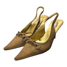 Country Casuals CC Shoes UK 5/38 Brown Faux Suede Sling Back Heels Occasion