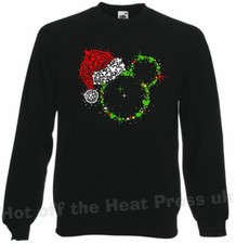 Disney Christmas black jumper sweatshirt glitter or plain vinyl small-2xl new 