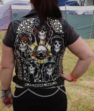 Guns N Roses studded faux Leather Battle Biker Jacket Waistcoat Choose Size