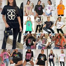 Womens T Shirt Ladies Oversized Baggy Fit Short Sleeve Slogan T-shirt Tee Tops