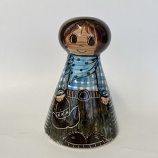 Vintage Jersey Pottery Ceramic Money Box Bank Big Eyed Girl Cowgirl 14cm Height