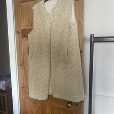 Next Cream Soft Long Waistcoat Size M New