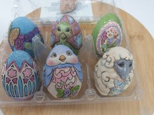 Decorative Eggs Set 6 Mixed Ceramic Eggs Hand Made in China stamped 