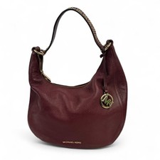 MICHAEL KORS Maroon Red Genuine Leather Handbag Shoulder Bag 4 x 9" D24 