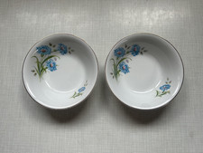 Vintage Two Alfred Meakin Glo White Ironstone Bowls Blue Cornflower Pattern VGC