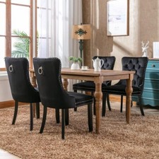 2 Black Velvet Dining Chairs