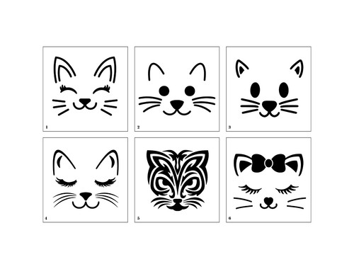 Cat face stencils - face, reusable