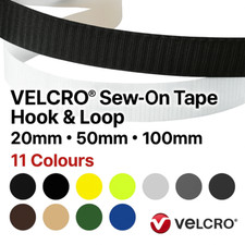 VELCRO® Sew On Tape Hook & Loop Fabric 20mm 50mm 100mm 500mm–5m 11 Colours