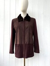 Vintage Basler wool faux suede knitted cardigan jacket Detachable collar 36 10