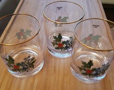 Portmeirion The Holly & The Ivy 3 Double Old Fashion Glasses BRAND NEW unboxed