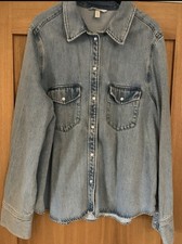 H&M Thick Denim Shirt - Size L, 14/16