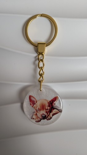 Chihuahua pup sleeping keyring - chihuahua,