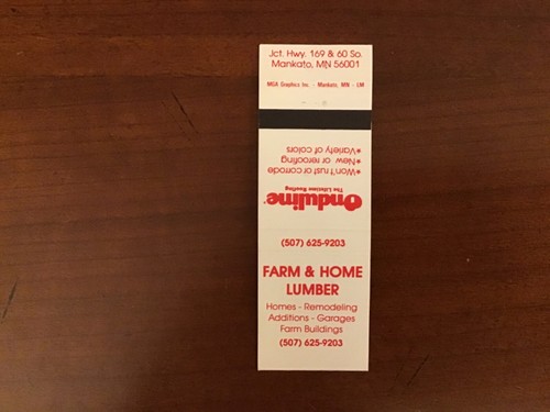 Matchbook cover farm and - cover,