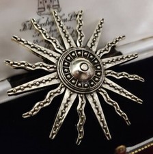 Art Deco Inspired Sunray Sunburst Sun Brooch Shawl Pin Jewellery Bronze Tone