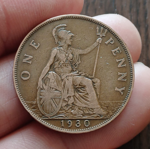 1930 king george one penny - 1930,