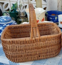 Vintage Antique, Hand Woven Wicker Basket. Vintage Market Shopping Basket.