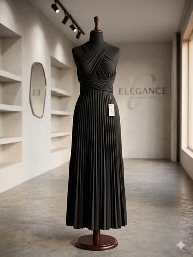 Elegant black pleated - elegant, maxi
