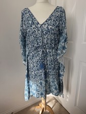 Maaji Blue & White Floral Print Kaftan Dress – New with Tags (Size S, UK 8–10)