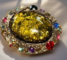 Gold Tone Baltic Amber Resin