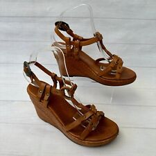 ASH Nem Ambra Amber Brown Wedge Leather Sandals Summer Holiday UK 4 EU 37