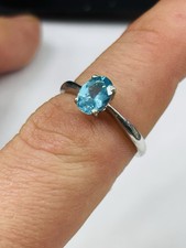 TJC silver and neon apatite solitaire ring UK size O new with tag