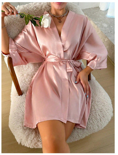 Ladies smooth silk - satin, robe
