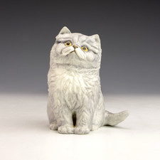 Royal Worcester Porcelain - Kittens - Hand Painted Blue Persian Cat Figure
