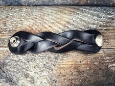 Leather Scout Woggle - Dark Brown Leather Plaited Woggle with press stud