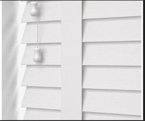 White faux wood taped venetian - taped,