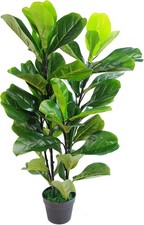 Leaf Design UK Artificial Plant Fiddle Fig Tree Plant Black Plastic Pot 90cm