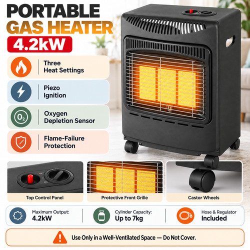 Gas heater portable 2kw - heater, 4.2kw