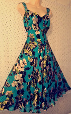 ✨ Monsoon Carmen Floral Jade Silk Mix Evening Party Occasion Midi Dress Size 22