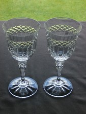 2  x  Galway  Crystal  CLARA   Wine  Glasses - Stamped -  Ex Cond
