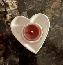 HEART SHAPED CERAMIC TEA LIGHT HOLDER & YANKEE CANDLE TEALIGHTS - NEW