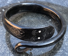 Antique Victorian French carved horn snake bangle serpent antler bracelet