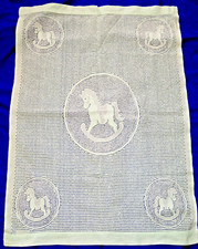 Cellular Blanket Baby Pram Carrycot Vintage Rocking Horse Crib Cover MINT GREEN