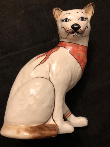 White ceramic cat - , ornament
