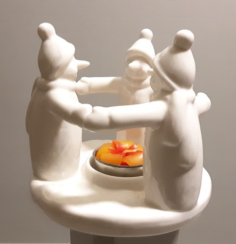 Porcelain snowman votive - porcelain,