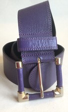 Vintage COUNTRY CASUALS Womens 80’s purple real leather wide snake effect belt 