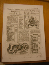 FERGUSON TEF 20 (DIESEL) TRACTOR 'TRADER' SERVICE DATA BOOKLET (COPY) 1952