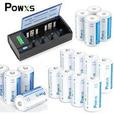 POWXS C D Size Cell Rechargeable Batteries 5000mAh 10000mAh /Battery Charger