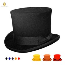 Pure Wool Top Hat for Men Satin Lined Topper Hat Black Mens Tophat Christmas