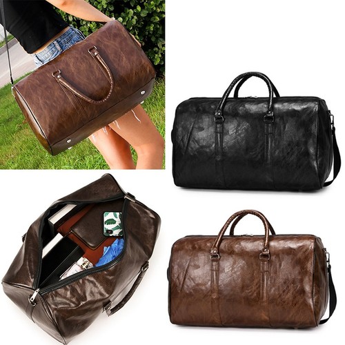 Men leather gym duffle - leather,