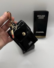 Chanel Beauty Rouge Coco Lipstick Case, Bag Chain – Black PU, Key Chain, New
