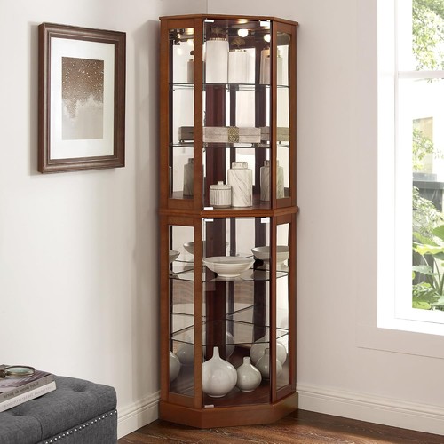 Wooden lighted curio corner - wooden,
