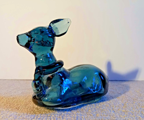 Blue glass retro deer ornament - deer,