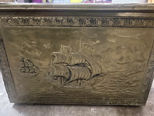Embossed brass metal box with - brass,