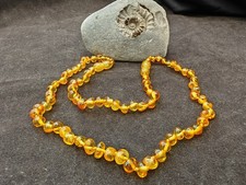 Natural Honey Baltic amber no1 knotted bead necklace with extension very small