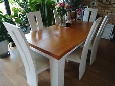 Solid oak wood table and six